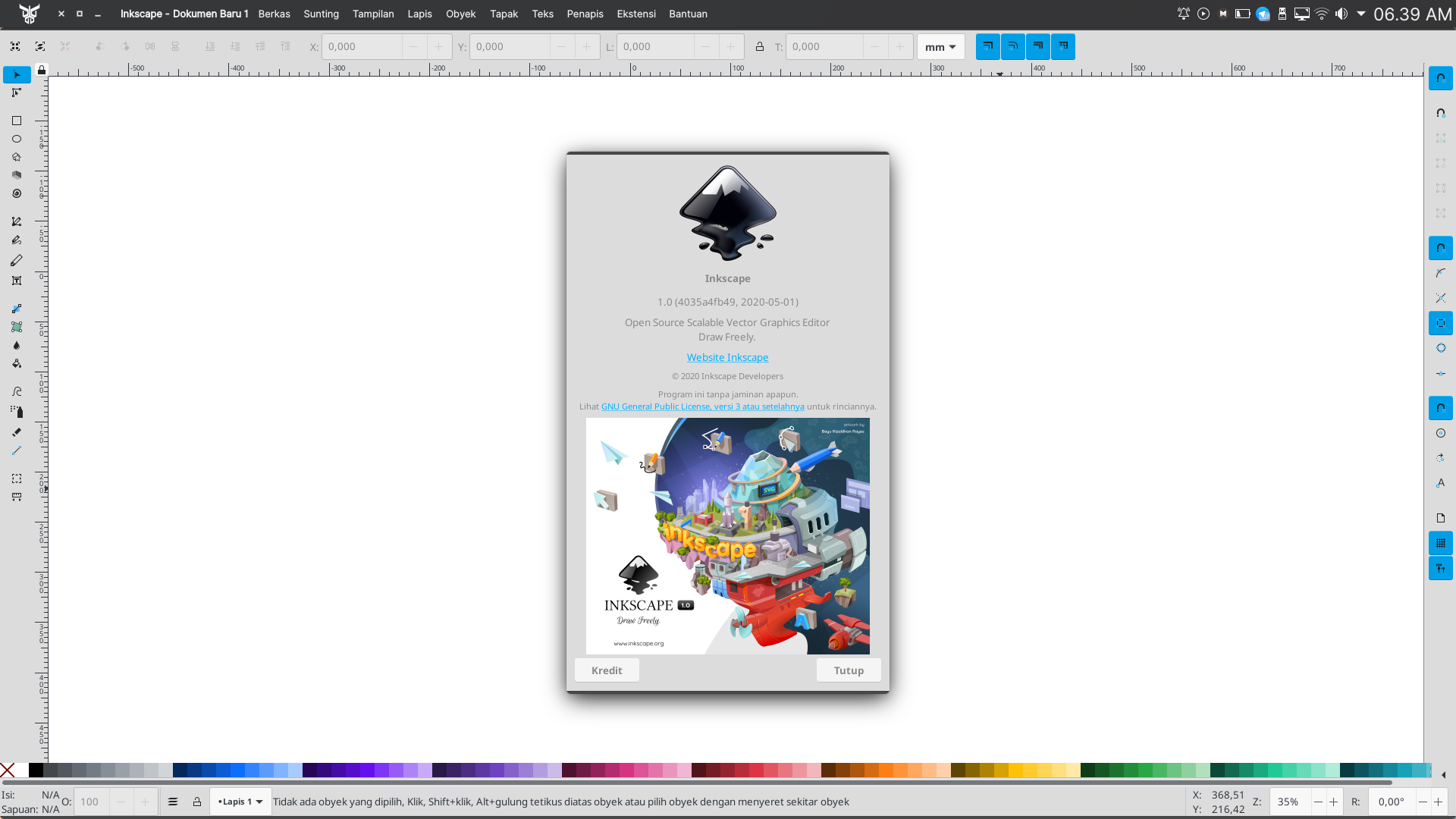 Inkscape 1.0 di Debian Unstable KDE