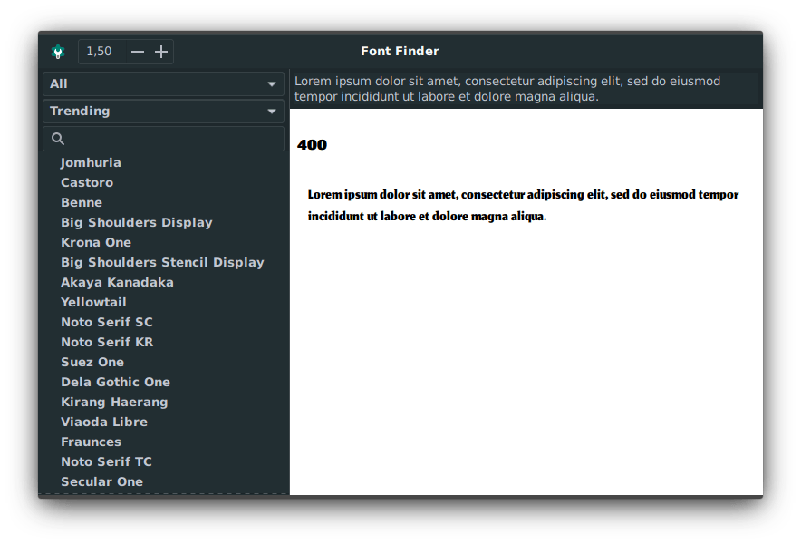 Antarmuka Font Finder